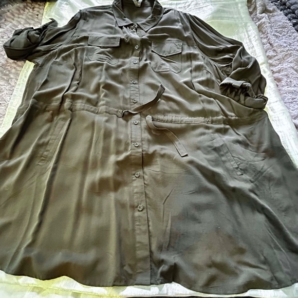 NEW PHOTOS! TUNIC, BUTTON UP, DARK OLIVE, SIZE 4X, LONG SLEEVES, 4 POCKETS, RAYO - Picture 4 of 16